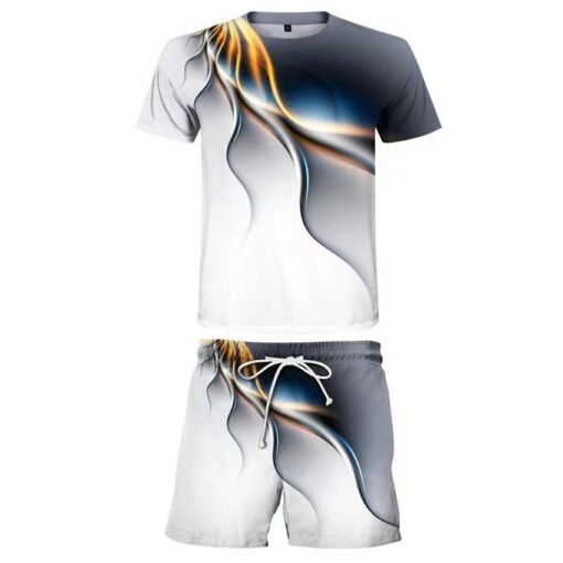 Men's Casual T-shirt Shorts Two-piece Printed Sportswear - Image 6