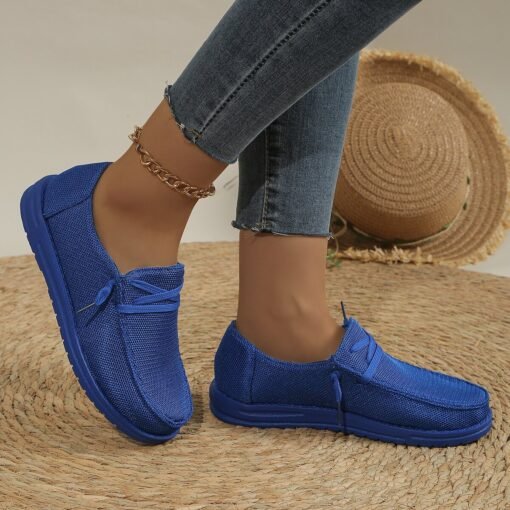 Women's Casual Lace Up Flat Plus Size Slip-on Loafers - Image 7