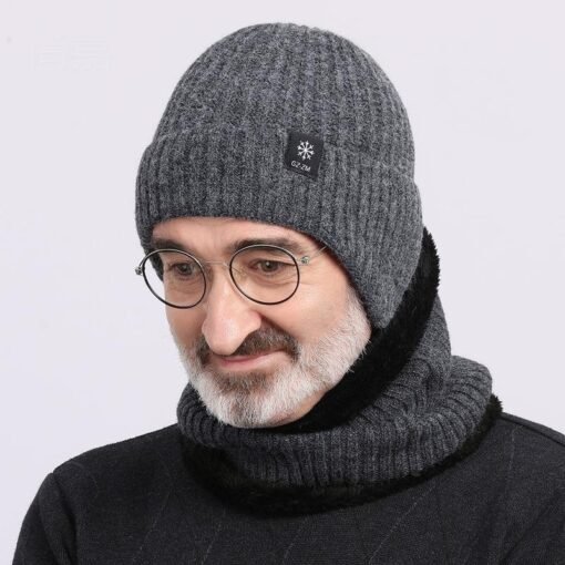 Middle-aged And Elderly People's Hats Men's Winter Warm Wool Hat Ear Protection - Hình ảnh 2