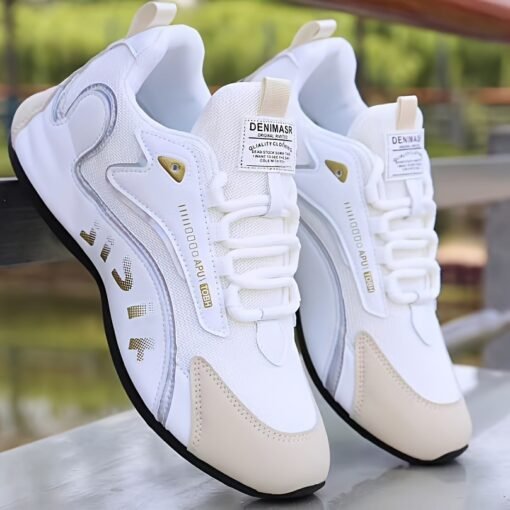 Fashion Colorblock Lace-up Sneakers For Men Breathable Low-top Dad Shoes Running Walking Sports Shoes - Hình ảnh 2