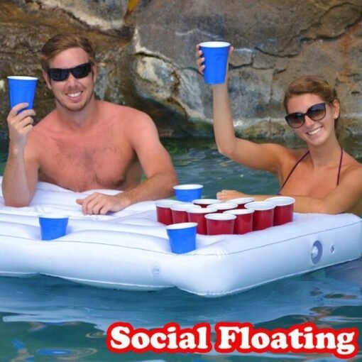 Water Party  Air Mattress Ice Bucket Cooler Cup Holder Inflatable Beer Pong Table Pool Float - Bild 4