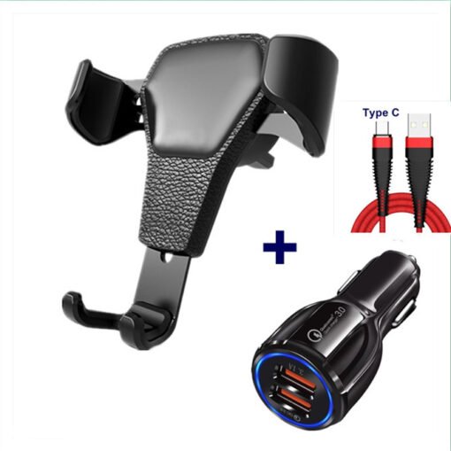 Leather grain gravity mobile phone car holder - 图片 3