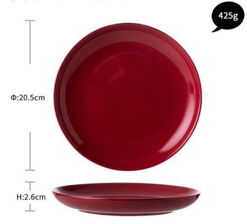 Luxury Red Glaze Ceramic Dinner Sets Kitchen Utensils Porcelain Salad Serving Plate Dish Bowl Restaurant Dining Table Home Decor - Image 4