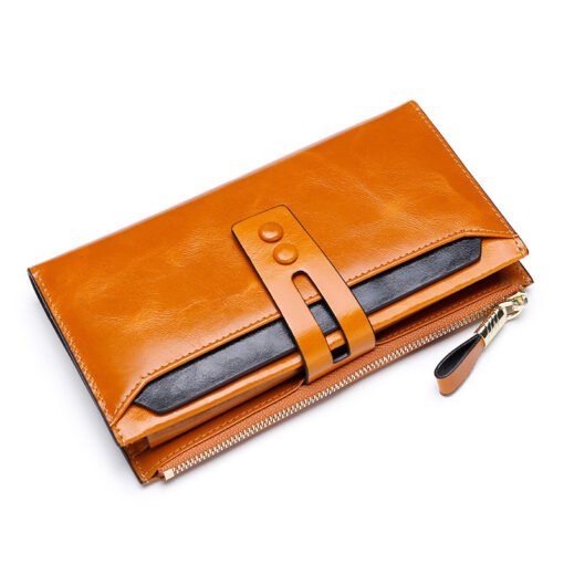 Manufacturers Wholesale Women'S Wallets Multi Card Buckle Long Oil Wax Leather Wallets European And American Retro Leather Handbags - Image 6