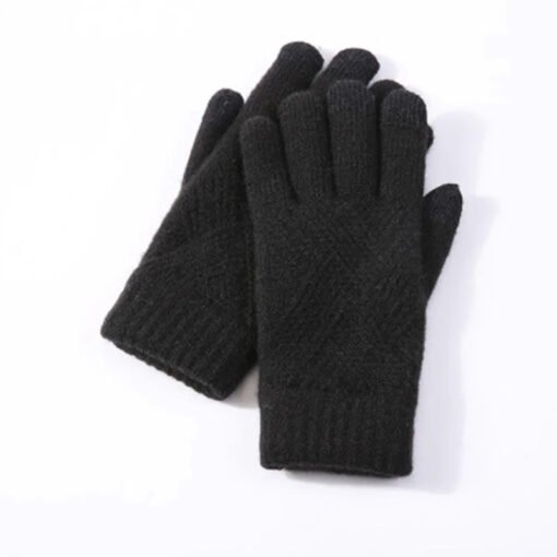 Cozy Double-Layer Knit Gloves: Fleece-Lined for Autumn & Winter Warmth - immagine 3