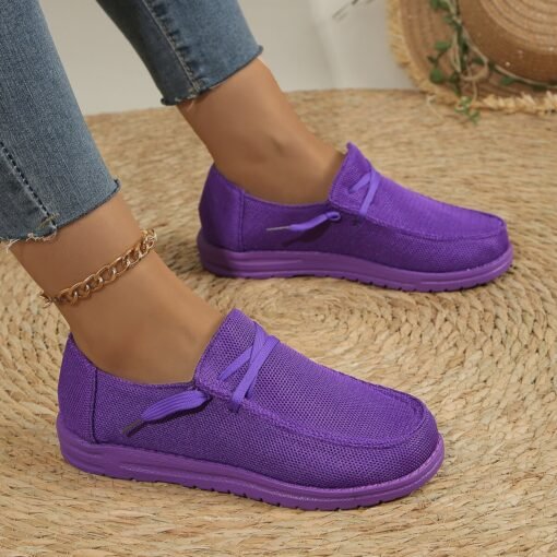 Women's Casual Lace Up Flat Plus Size Slip-on Loafers - Image 4