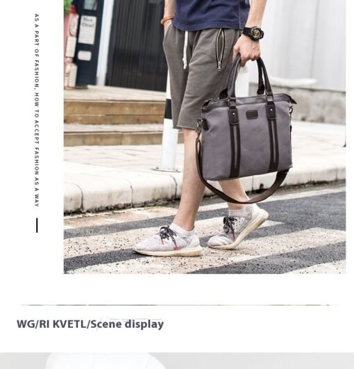 Canvas Shoulder Messenger Bag Men's Business Handheld Briefcase - 图片 7