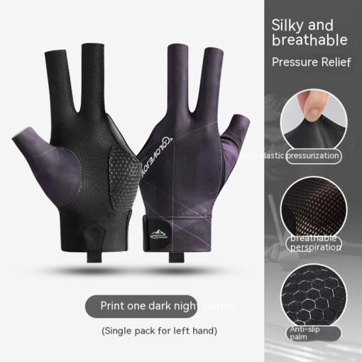 New Indoor Billiard Gloves Non-slip Wear-resistant Breathable Three-finger Gloves Single Pack - Larawan 3