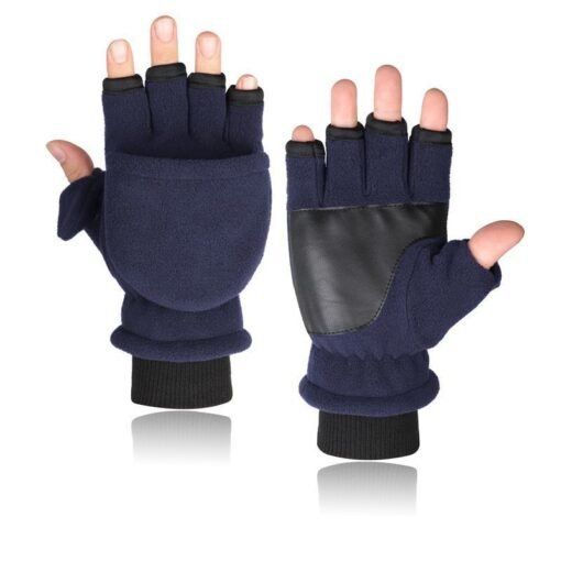 Double-layer Velvet Gloves Flip Touch Screen Half Finger Gloves - Hình ảnh 7