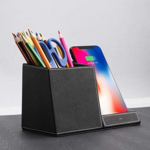 Leather Pen Holder Wireless Charger Wireless Phone Charger And Pen Holder Fast Charging Phone - Hình ảnh 8