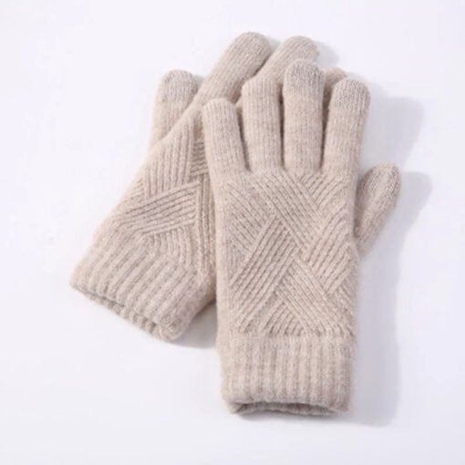 Cozy Double-Layer Knit Gloves: Fleece-Lined for Autumn & Winter Warmth