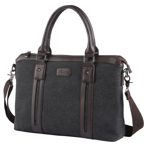 Canvas Shoulder Messenger Bag Men's Business Handheld Briefcase - 图片 3