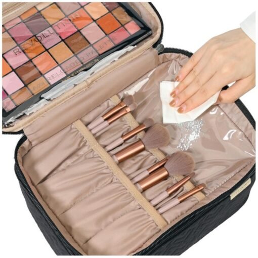 Portable Fashion Double Layer Cosmetics Bag - Imagen 2