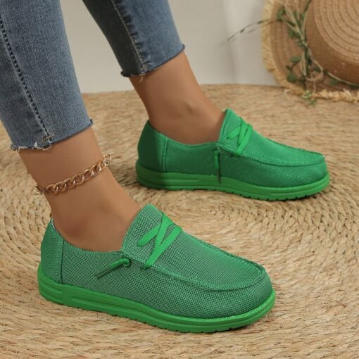 Women's Casual Lace Up Flat Plus Size Slip-on Loafers - Image 3