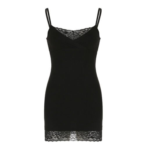 European And American Hot Girl Sexy Lace Stitching Sling Dress Women - 图片 2