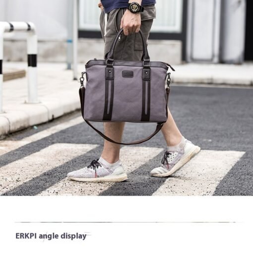 Canvas Shoulder Messenger Bag Men's Business Handheld Briefcase - 图片 9