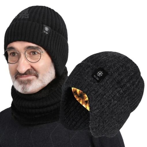 Middle-aged And Elderly People's Hats Men's Winter Warm Wool Hat Ear Protection - Hình ảnh 8