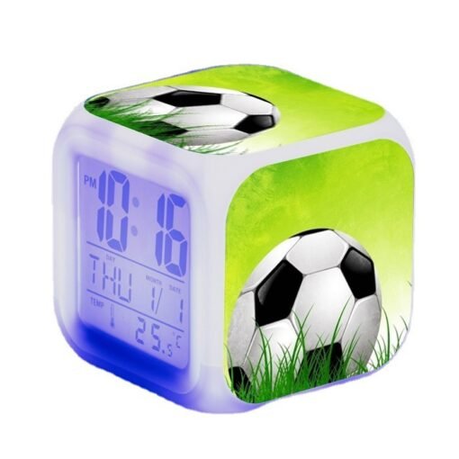 Football Pattern Little Alarm Clock Square Clock Student Children Mute Alarm - Image 5