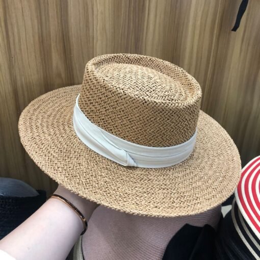 Summer Hat Flat Straw Hat Female Raffia Straw Hat Beach Vacation Sun Shade Sun Hat Fisherman Hat Net Red - Bild 2