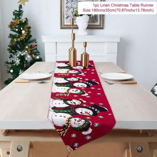 Cotton and linen embroidery Christmas table runner - immagine 5