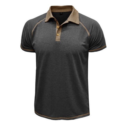 Men's Short-sleeved Lapel Henry T-shirt Men's POLO Bottoming Shirt - immagine 2