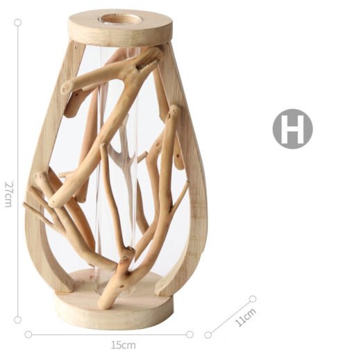 Pure Handwork Wooden Vase Decorated Solid Wood Flower Pot For Creative Glass Floral Hydroponic Container Home Decorative Vase - immagine 9