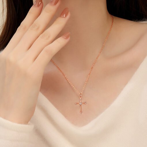 Silver Vintage Cross Necklace For Women - Larawan 4