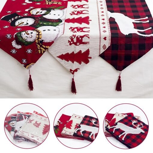 Cotton and linen embroidery Christmas table runner - immagine 2