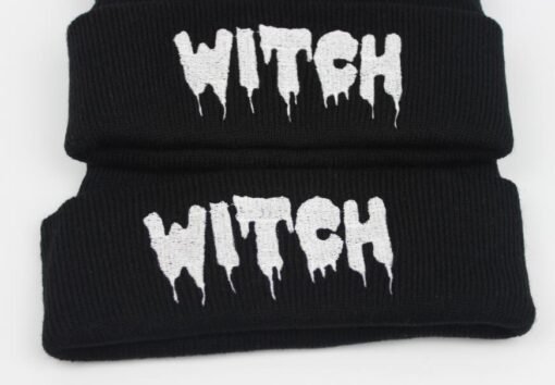 Letter Punk WITCH Letter Knitted Hat Woolen Hat Trendy Hat - Bild 4