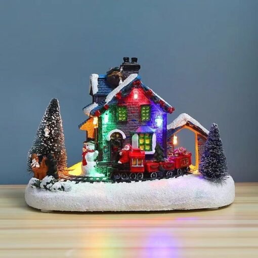Christmas Decorations Colorful Luminous Small House Resin Decorations - Image 5