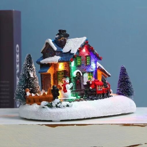 Christmas Decorations Colorful Luminous Small House Resin Decorations - Image 10