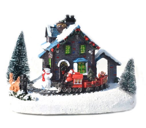 Christmas Decorations Colorful Luminous Small House Resin Decorations - Image 7