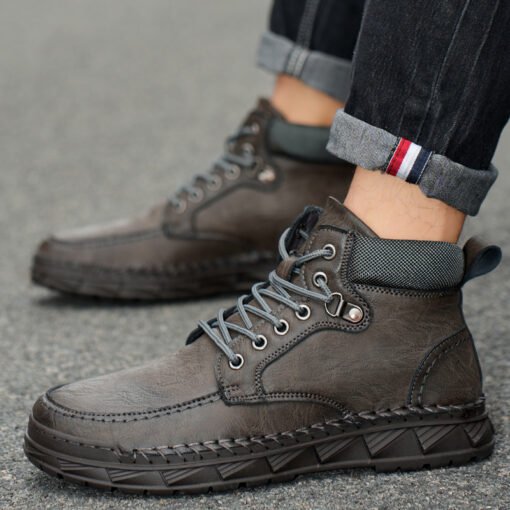 Winter Men's Boots Leisure Plus Size Fleece-lined Platform Casual Shoes Gaobang - Hình ảnh 7