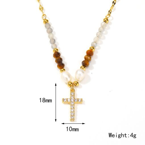 American Ins Niche Design Beaded Cross Clavicle Chain - Image 4