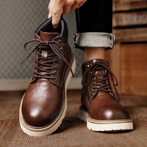 New Men's Platform High-top Motorcycle Sports Leisure Worker Boot - Image 3