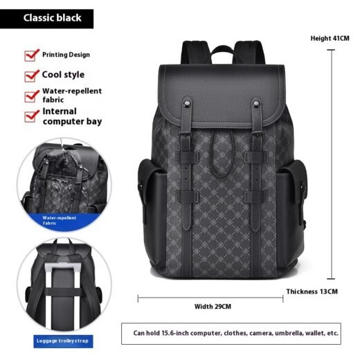 Curved Shoulder Strap New Men's Casual Business Travel Backpack - Imagen 2