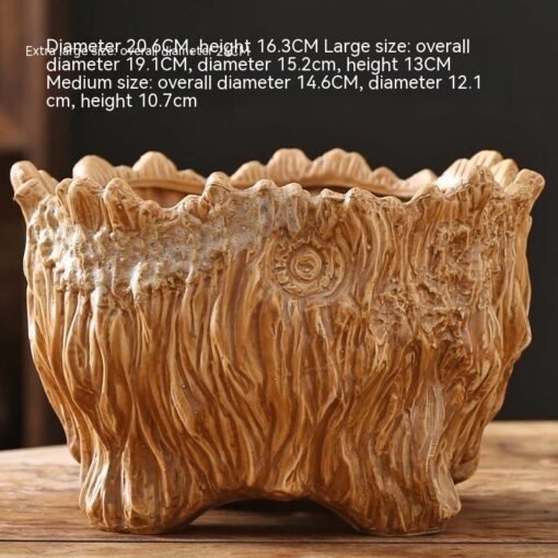 Flower Pot Ceramic Large Extra Large Wood Shaped Tree Root Green Plant Succulent Flower Pot - 图片 7