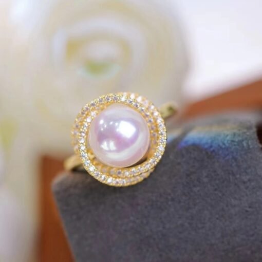 Crystal Inlaid 14K Note Gold Ring - immagine 3