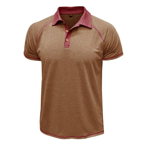 Men's Short-sleeved Lapel Henry T-shirt Men's POLO Bottoming Shirt - immagine 5