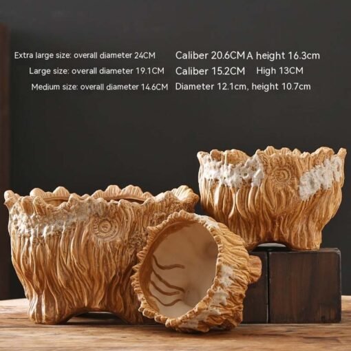 Flower Pot Ceramic Large Extra Large Wood Shaped Tree Root Green Plant Succulent Flower Pot - 图片 8