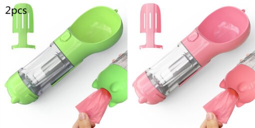 Pet Water Bottle Feeder Bowl Garbage Bag Storage Portable Pet Outdoor Travel 3 In 1 Dog Water Bottle - Imagen 2