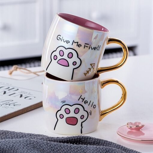 Cartoon Ceramics Mug With Lid and Spoon Coffee Milk Mugs Cute Creative Breakfast Cup Valentine's Day Wedding Birthday Gift - 图片 6