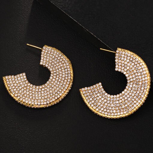 Minority Fashion Rhinestone C- Shaped Earrings - Image 3
