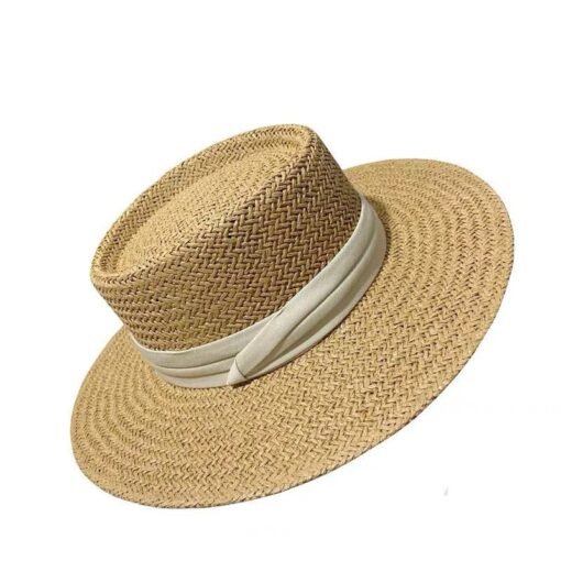 Summer Hat Flat Straw Hat Female Raffia Straw Hat Beach Vacation Sun Shade Sun Hat Fisherman Hat Net Red - Bild 5