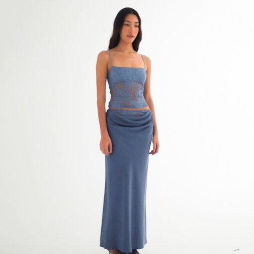 Women's Lace Backless Tube Top Sling Stitching Ruffle Hip Skirt Suit - Hình ảnh 7
