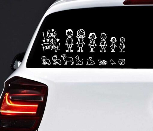 Glass Paster Family Car Window Waterproof And Sun Protection Decal Ornament 20cm 16cm 20 Gset - Hình ảnh 4