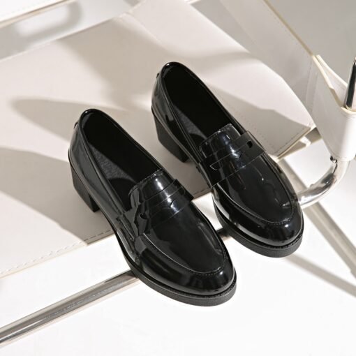 British Style Chunky Heel Platform Leather Shoes - immagine 5