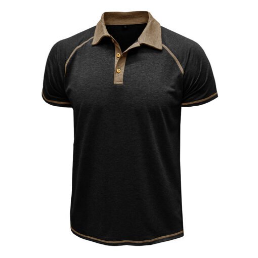 Men's Short-sleeved Lapel Henry T-shirt Men's POLO Bottoming Shirt - immagine 9