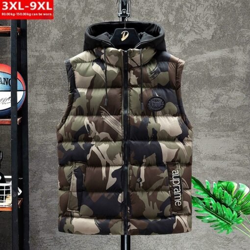 Autumn And Winter Men's Camouflage Hooded Cotton Vest Warm Sleeveless - immagine 6