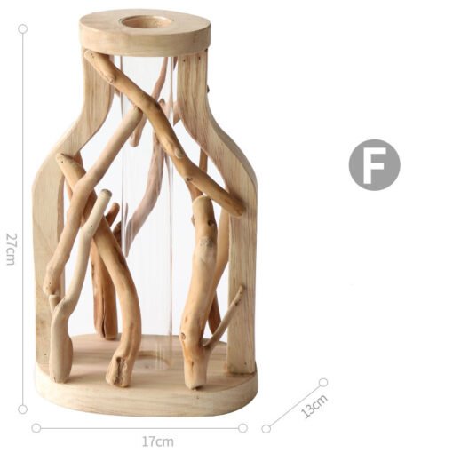 Pure Handwork Wooden Vase Decorated Solid Wood Flower Pot For Creative Glass Floral Hydroponic Container Home Decorative Vase - immagine 6